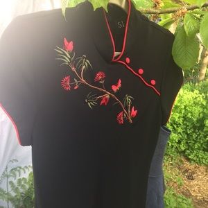 Dress Asian Inspired Red Piping